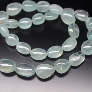 Milky Aquamarine Smooth Polished Tumble Loose Gemstone Beads 8" 13mm 14mm