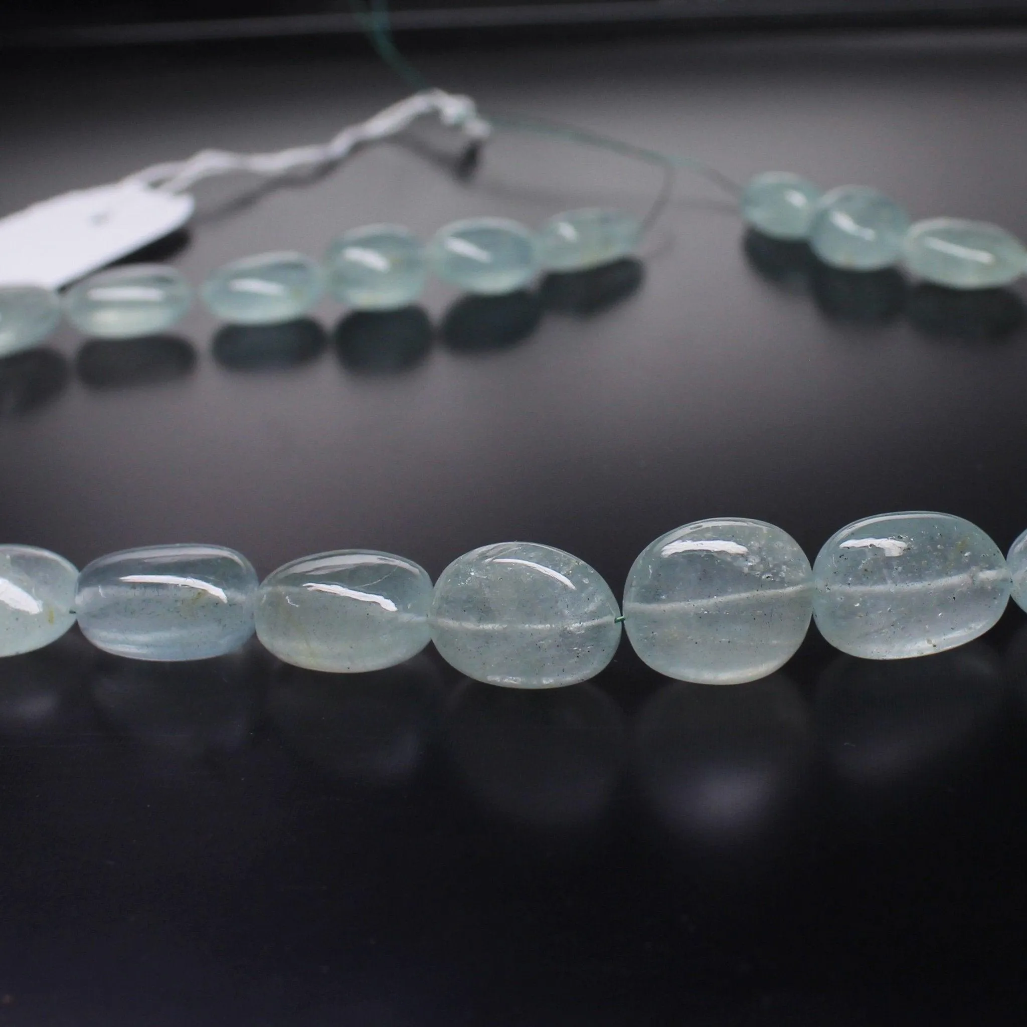 Milky Aquamarine Smooth Polished Tumble Loose Gemstone Beads 8" 13mm 14mm