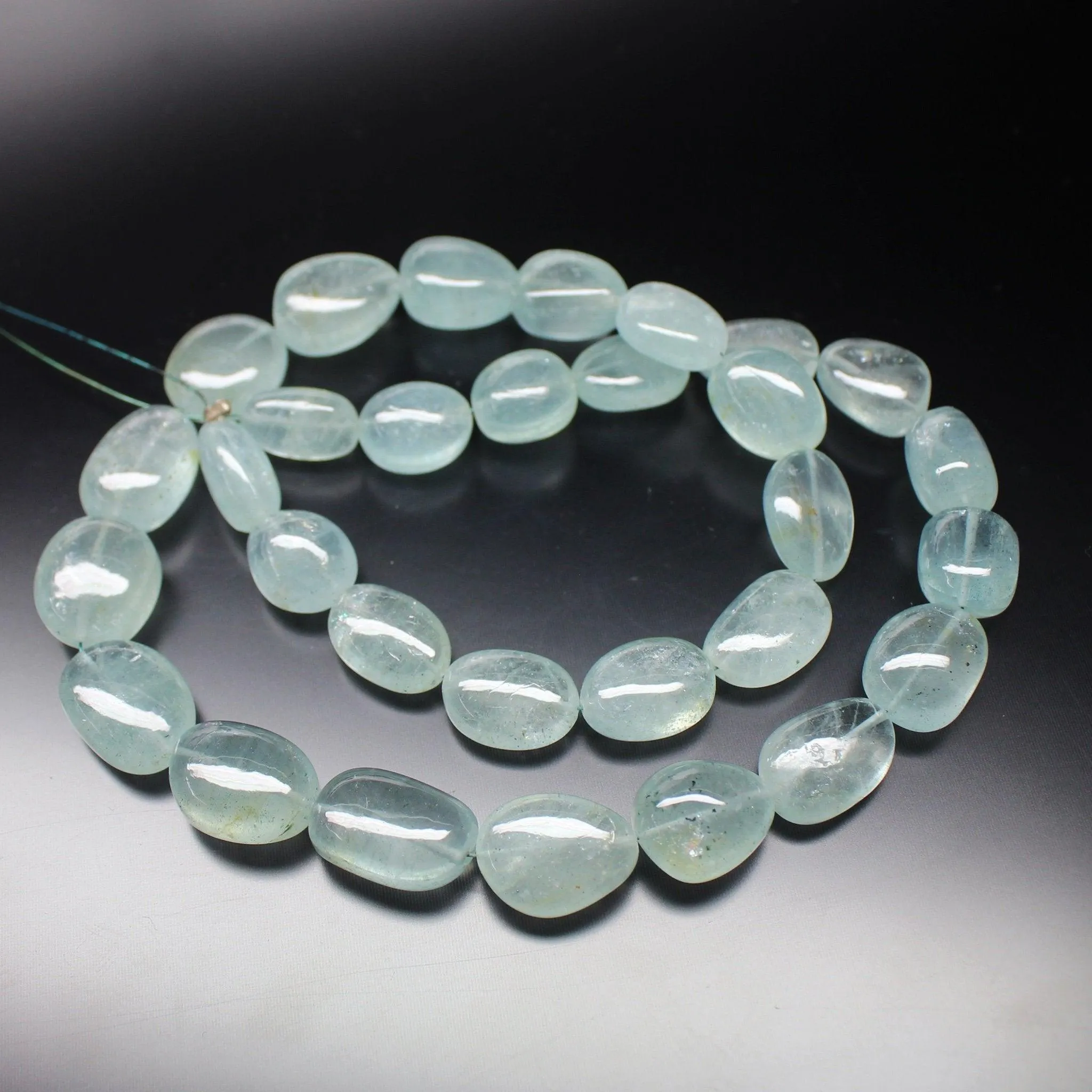 Milky Aquamarine Smooth Polished Tumble Loose Gemstone Beads 8" 13mm 14mm