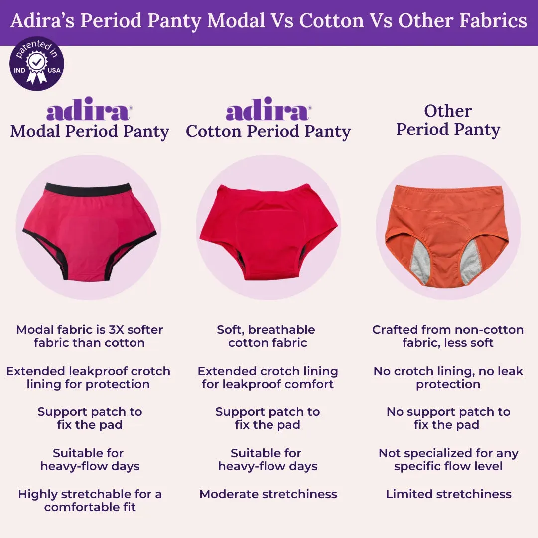 Modal Period Panty For Heavy Flow | Boxer Fit | Prevents Front, Back & Inner Thigh Stains | 2 Pack