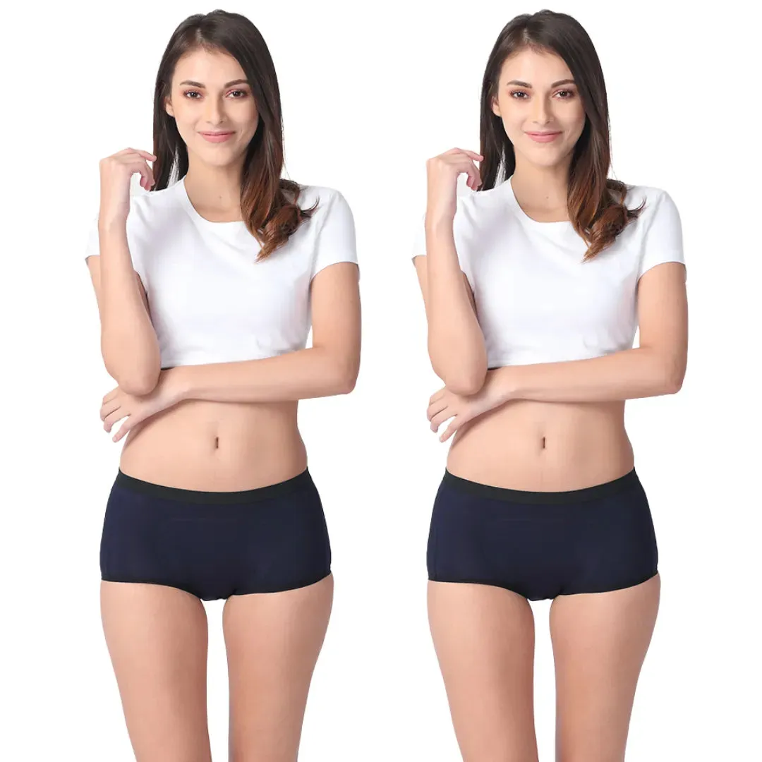 Modal Period Panty For Heavy Flow | Boxer Fit | Prevents Front, Back & Inner Thigh Stains | 2 Pack