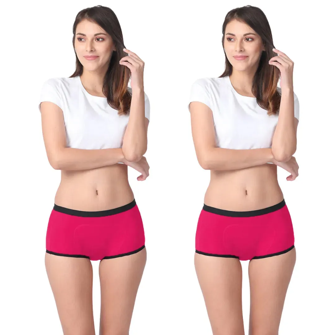 Modal Period Panty For Heavy Flow | Boxer Fit | Prevents Front, Back & Inner Thigh Stains | 2 Pack
