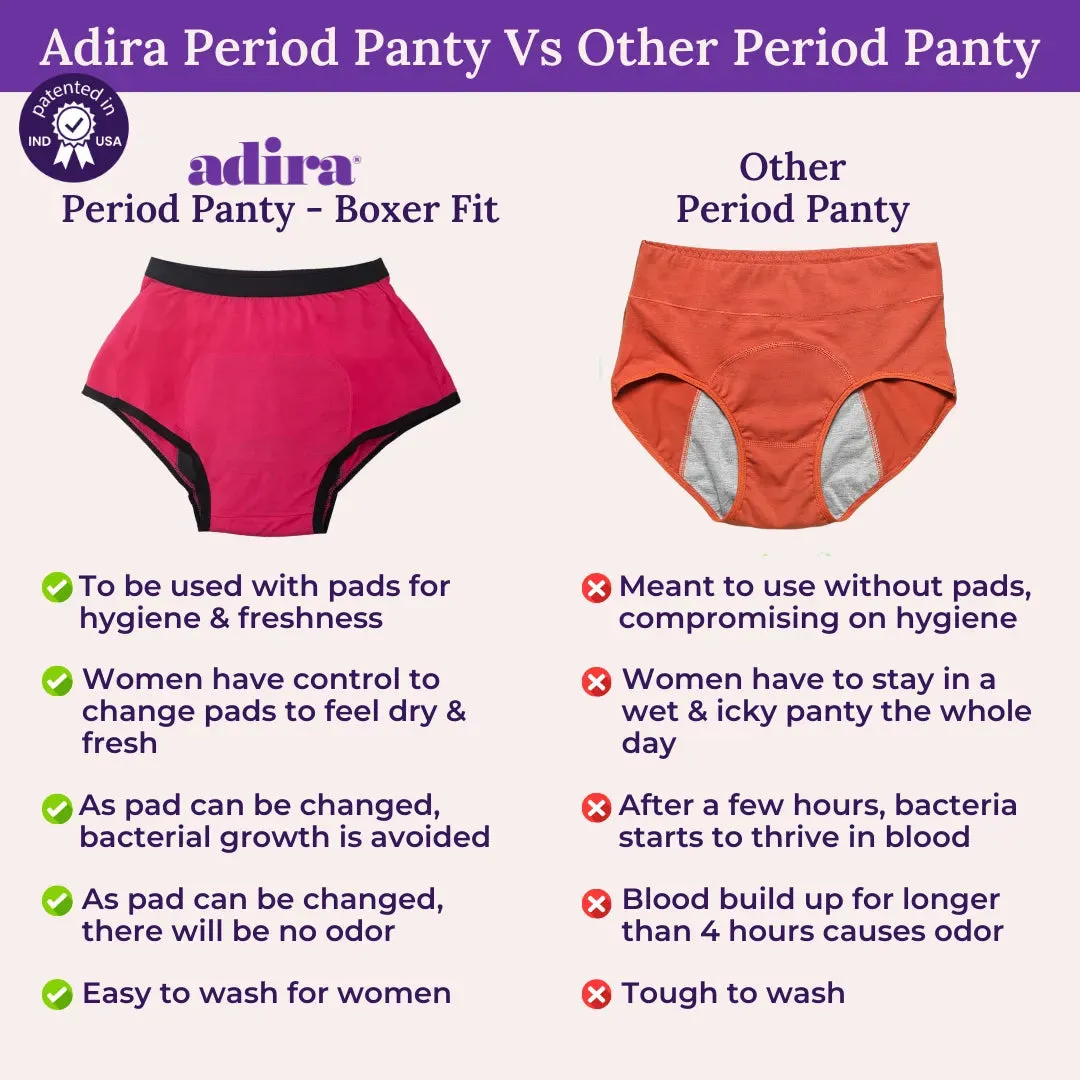 Modal Period Panty For Heavy Flow | Boxer Fit | Prevents Front, Back & Inner Thigh Stains | 2 Pack