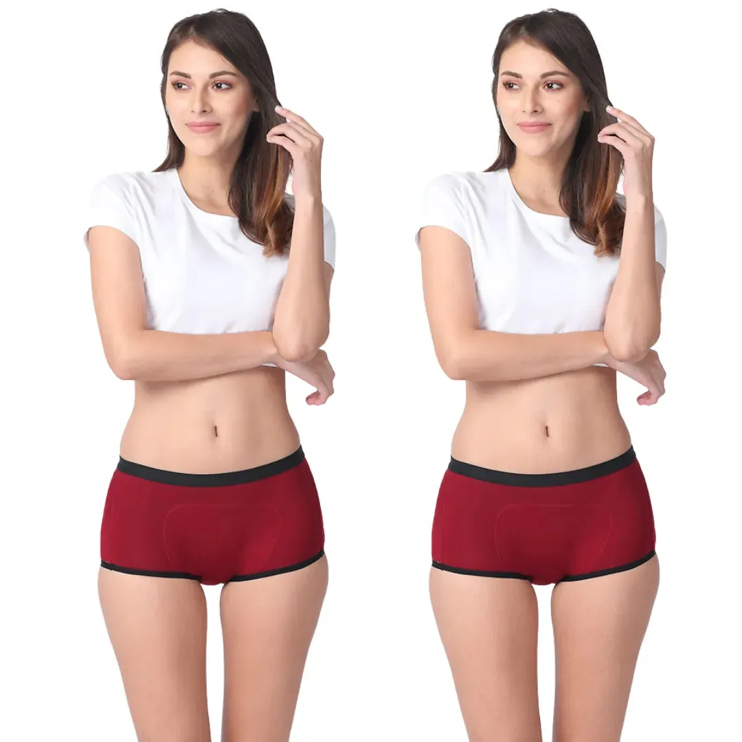 Modal Period Panty For Heavy Flow | Boxer Fit | Prevents Front, Back & Inner Thigh Stains | 2 Pack
