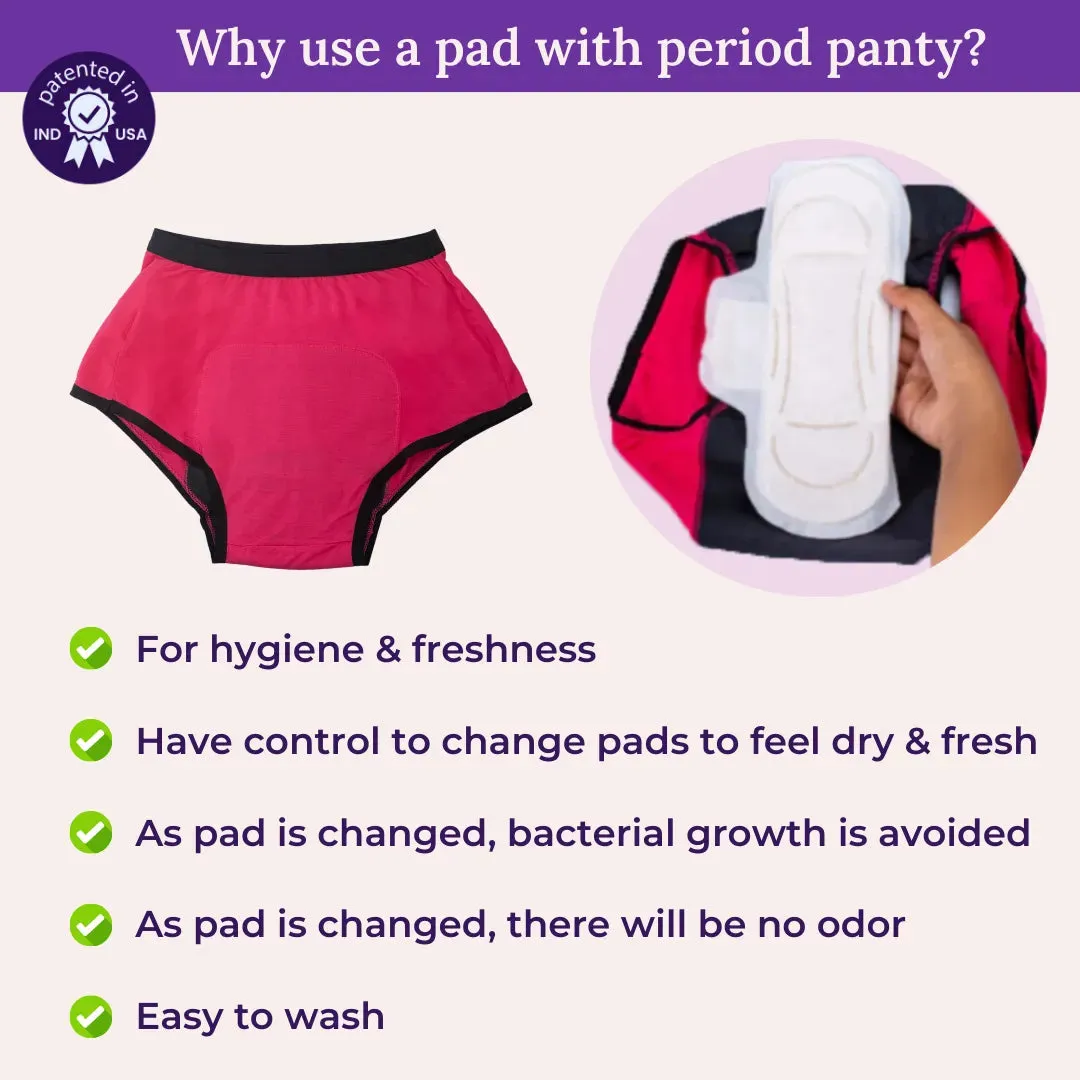 Modal Period Panty For Heavy Flow | Boxer Fit | Prevents Front, Back & Inner Thigh Stains | 2 Pack