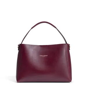 Montmartre Béatrice bordeaux vegetable tanned leather handbag