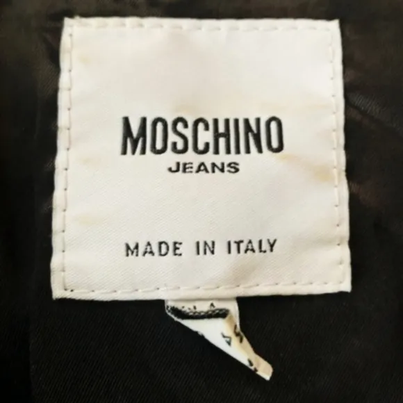 Moschino Front Zip Lightweight, Fitted Denim Ruffle Jacket Blazer, Size 8