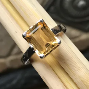 Natural 2.5ct Golden Citrine 925 Solid Sterling Silver Ring Size 6, 7, 8, 9