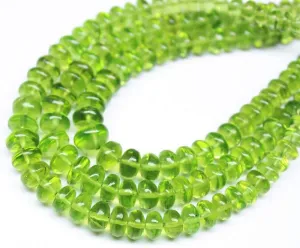 Natural Arizona Green Peridot Smooth Rondelle Loose Gemstone Beads 5mm 7mm 7"