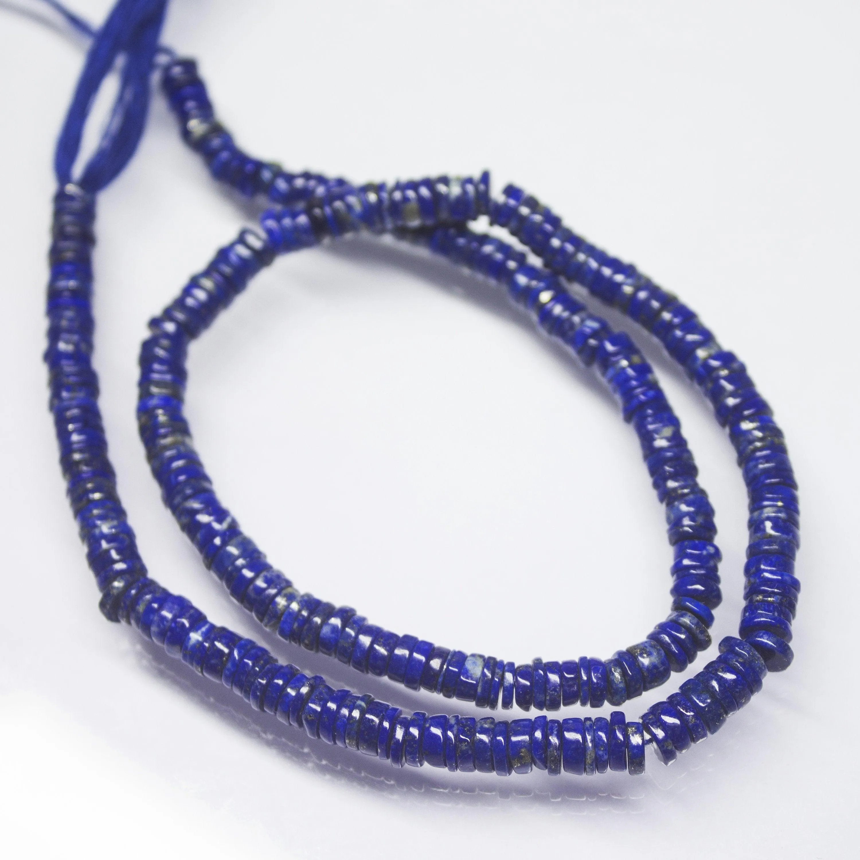 Natural Blue Lapis Lazuli Smooth Wheel Beads 6mm 12inches