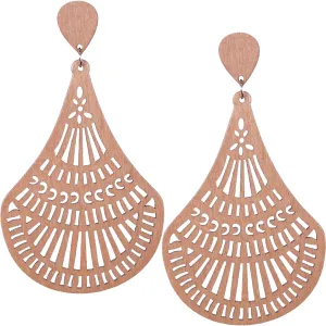 Natural Brown Laser Cut Dangle Earrings