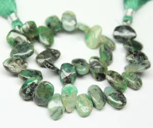 Natural Green Emerald Smooth Tumble Nugget Loose Gemstone Beads 11mm 13mm 8"