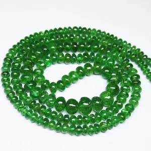 Natural Green Tsavorite Garnet Smooth Rondelle Loose Gemstone Beads 19" 3mm 7mm