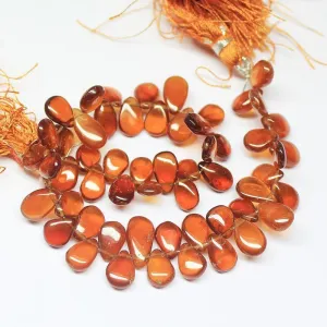 Natural Hessonite Garnet Pear Drop Smooth Polished Briolette Beads 8" 8mm 12mm
