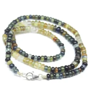 Natural Multi Colour Sapphire Smooth Rondelle Gemstone Beads Necklace 18" 3mm