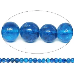 Natural Neon Blue Apatite Smooth Round Ball Loose Gemstone Spacer Beads 13" 5mm