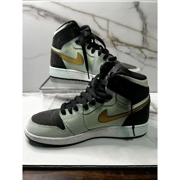 Nike Air Jordan 1 Retro high GG mint foam green with gold. Size US 5Y.  Preloved