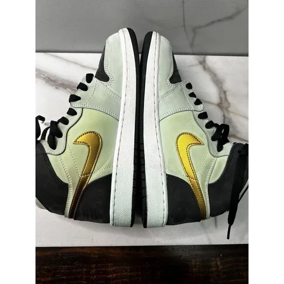 Nike Air Jordan 1 Retro high GG mint foam green with gold. Size US 5Y.  Preloved