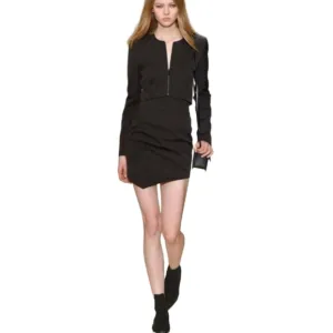 NWT BARBARA BUI Asymmetrical Side Zip Black Mini Skirt, 38/Small (Size 6)
