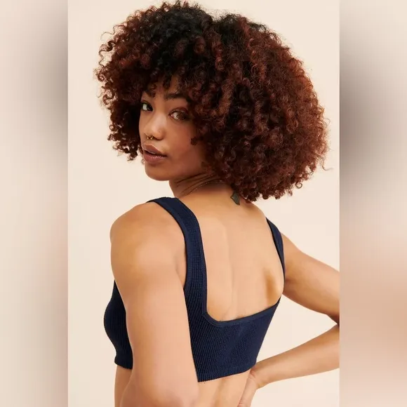 Onia By ANTHROPOLOGIE | Waffle Knit Bralette Women’s Dark Navy Blue