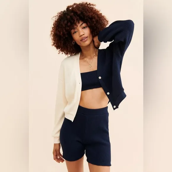 Onia By ANTHROPOLOGIE | Waffle Knit Bralette Women’s Dark Navy Blue