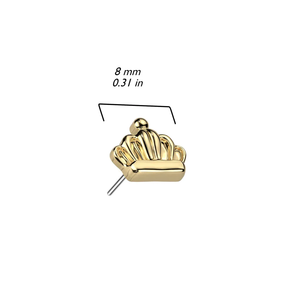 Pair of Implant Grade Titanium Rose Gold PVD Large Crown Push In Earrings With Flat Back