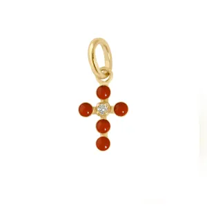Pearled Cross Pendant- Ruby