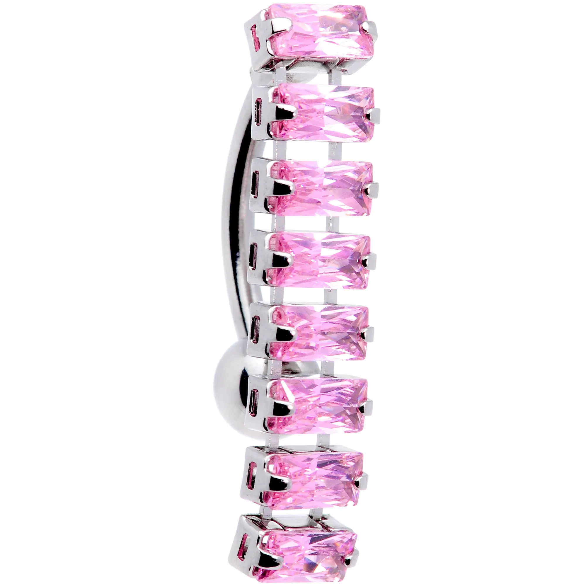 Pink CZ Gem Band of Beauty Top Mount Belly Ring