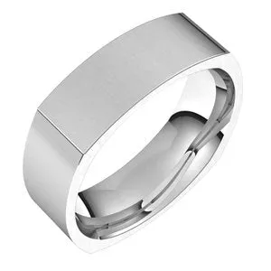 Platinum 6 mm Square Comfort Fit Band Size 12.5