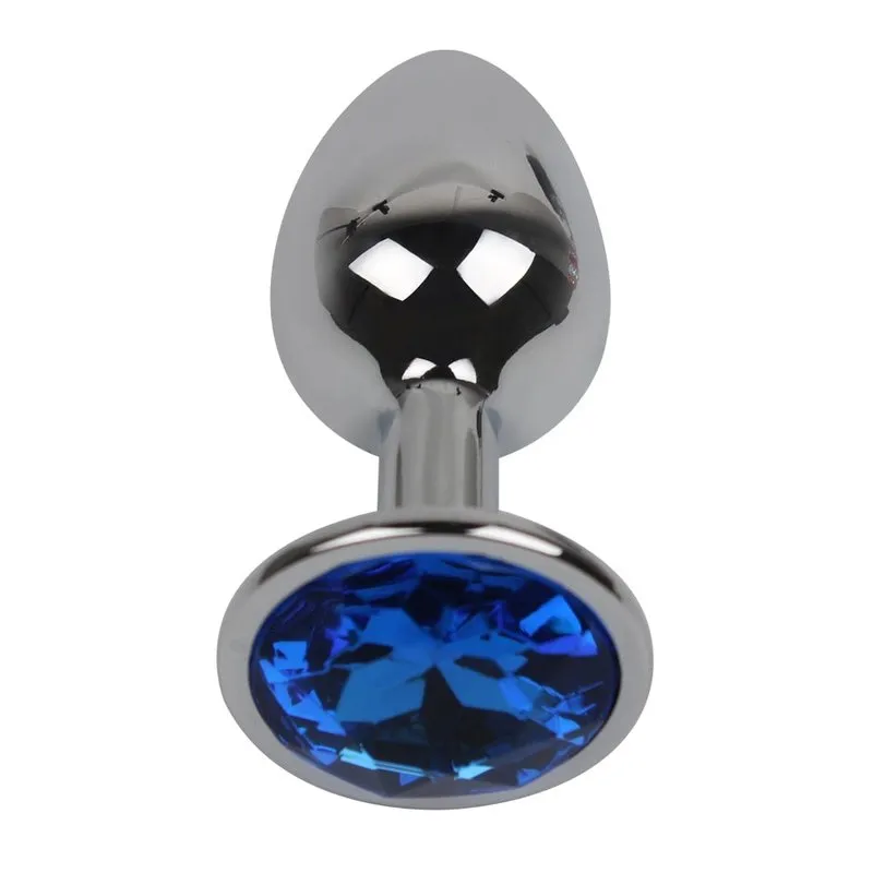 Plug Anal Diamant Métal Smooth Bleu L