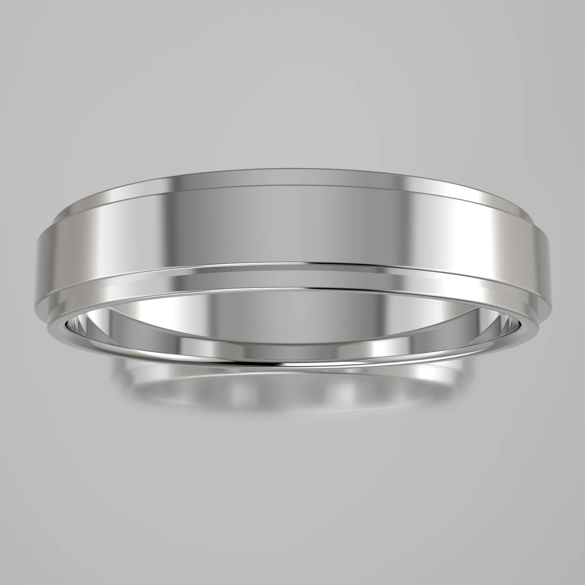 Polished White Gold 4mm Step Edge Wedding Band