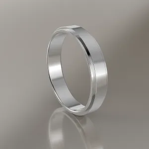 Polished White Gold 4mm Step Edge Wedding Band