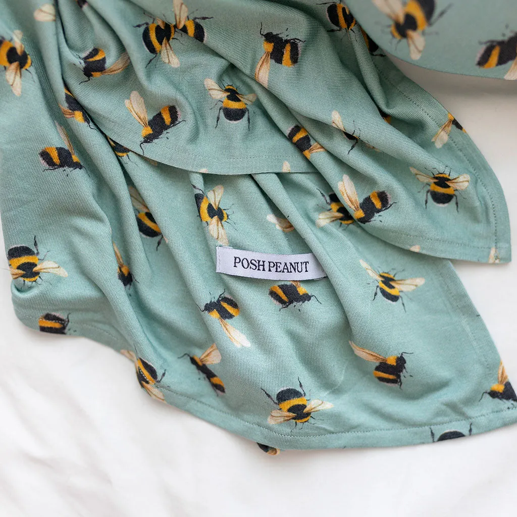 Posh Peanut Spring Bee Swaddle & Beanie Set
