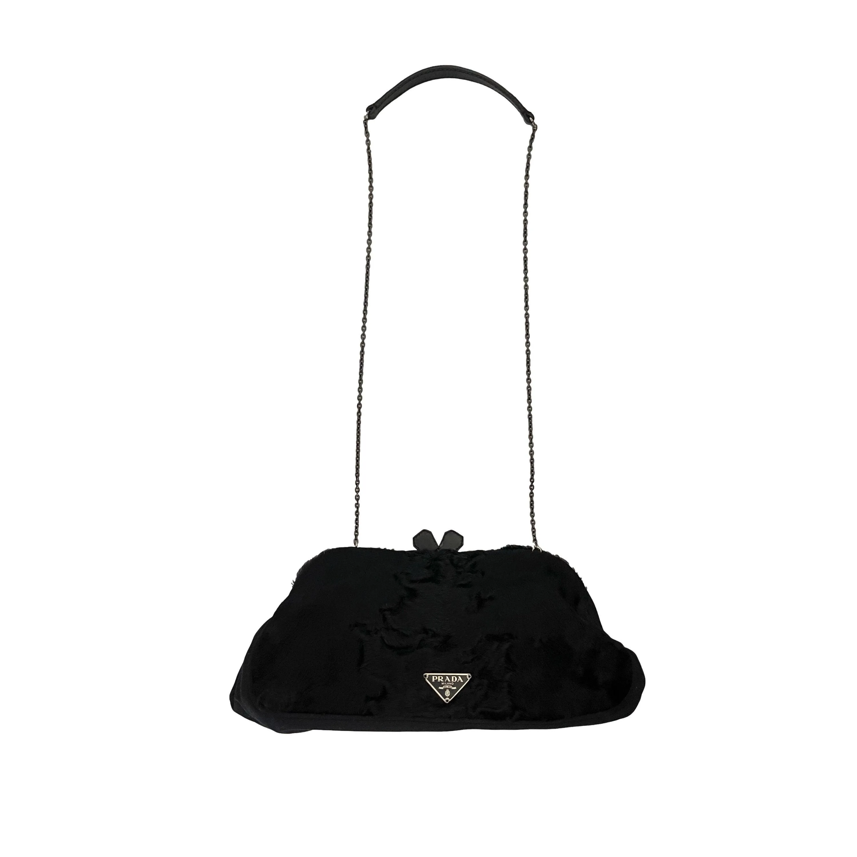Prada Black Kisslock Chain Bag