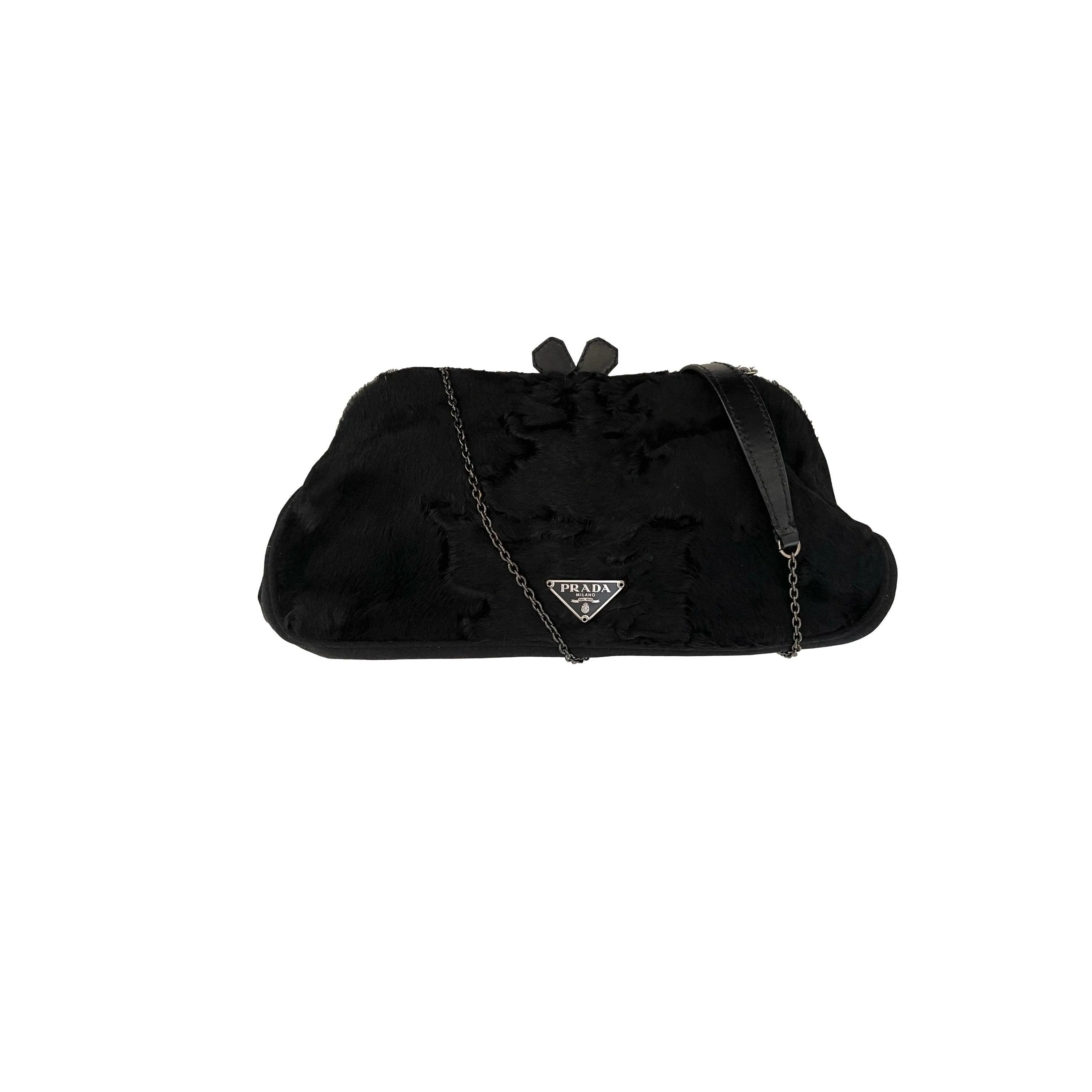 Prada Black Kisslock Chain Bag