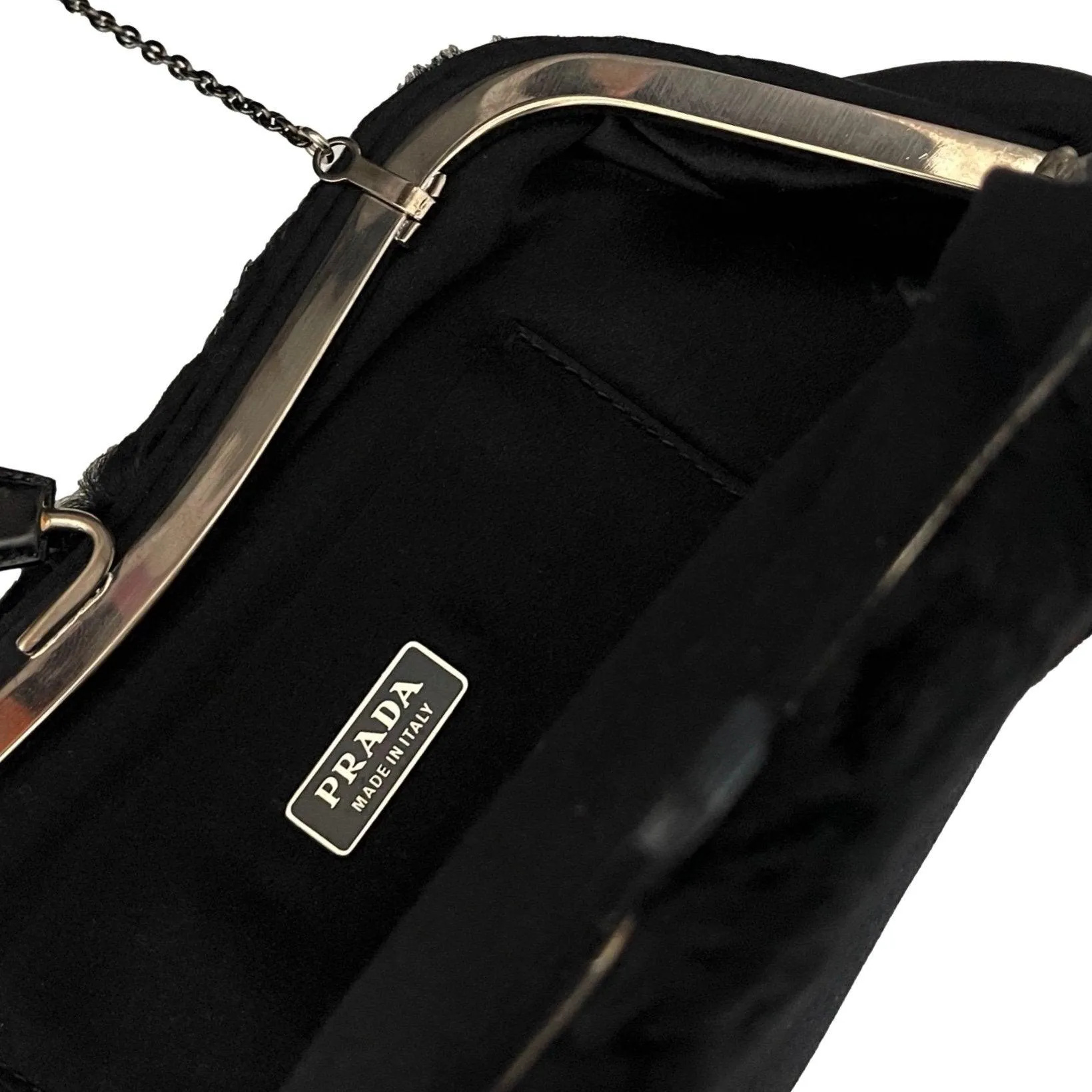 Prada Black Kisslock Chain Bag