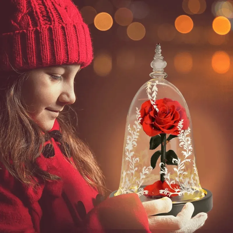 Preserved Rose Glass Dome – Elegant Eternal Floral Gift