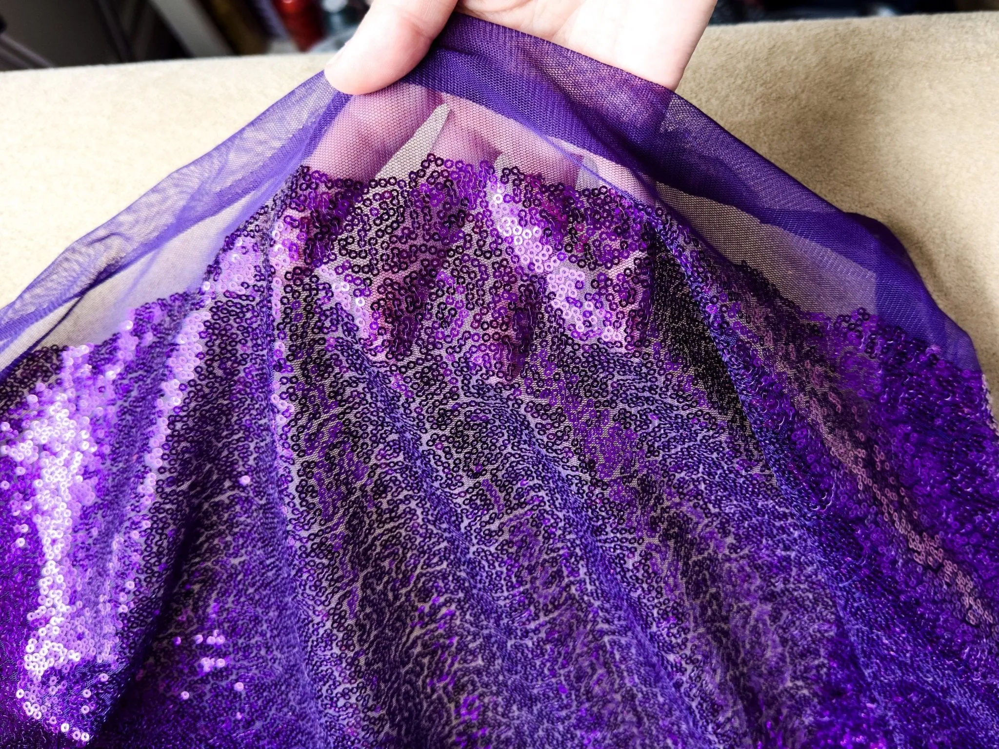 Purple Sequined Mesh