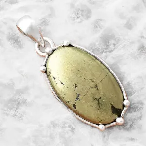 Pyrite Solid 925 Sterling Silver Pendant