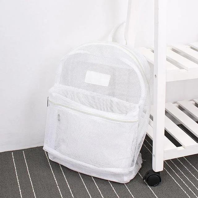 Realaiot Fashion Women Transparent Backpack  Mesh Backpack For Boys And Girls Light Weight Rucksack Travel Shoulder Bag