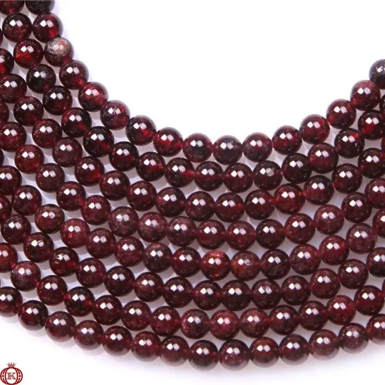 Red Garnet Beads Smooth Round