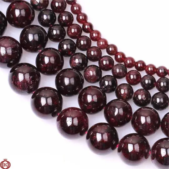 Red Garnet Beads Smooth Round
