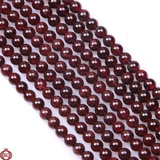 Red Garnet Beads Smooth Round