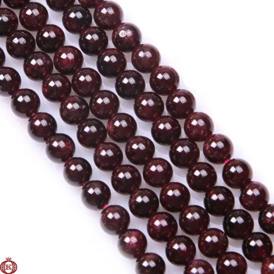 Red Garnet Beads Smooth Round