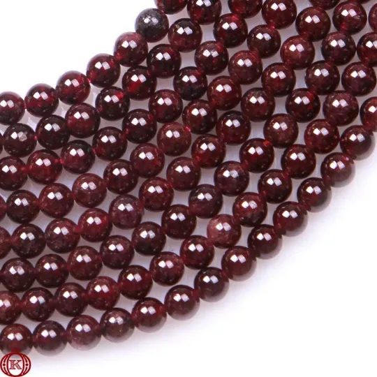 Red Garnet Beads Smooth Round