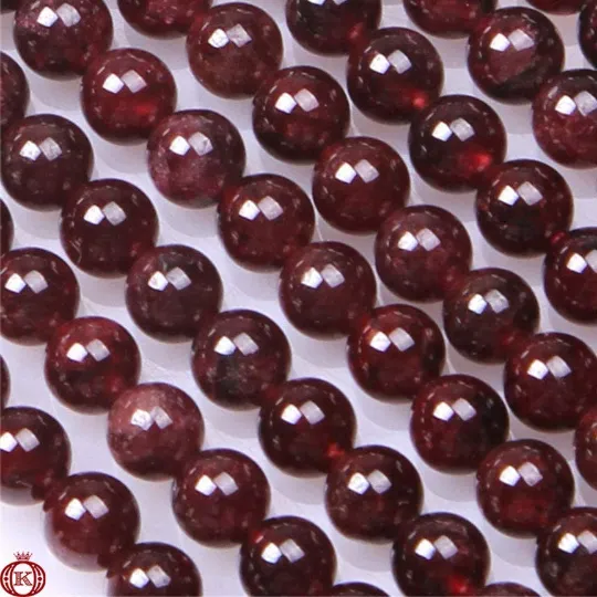 Red Garnet Beads Smooth Round