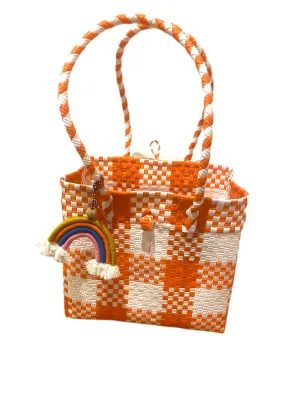 Retro Coral Straw Tote