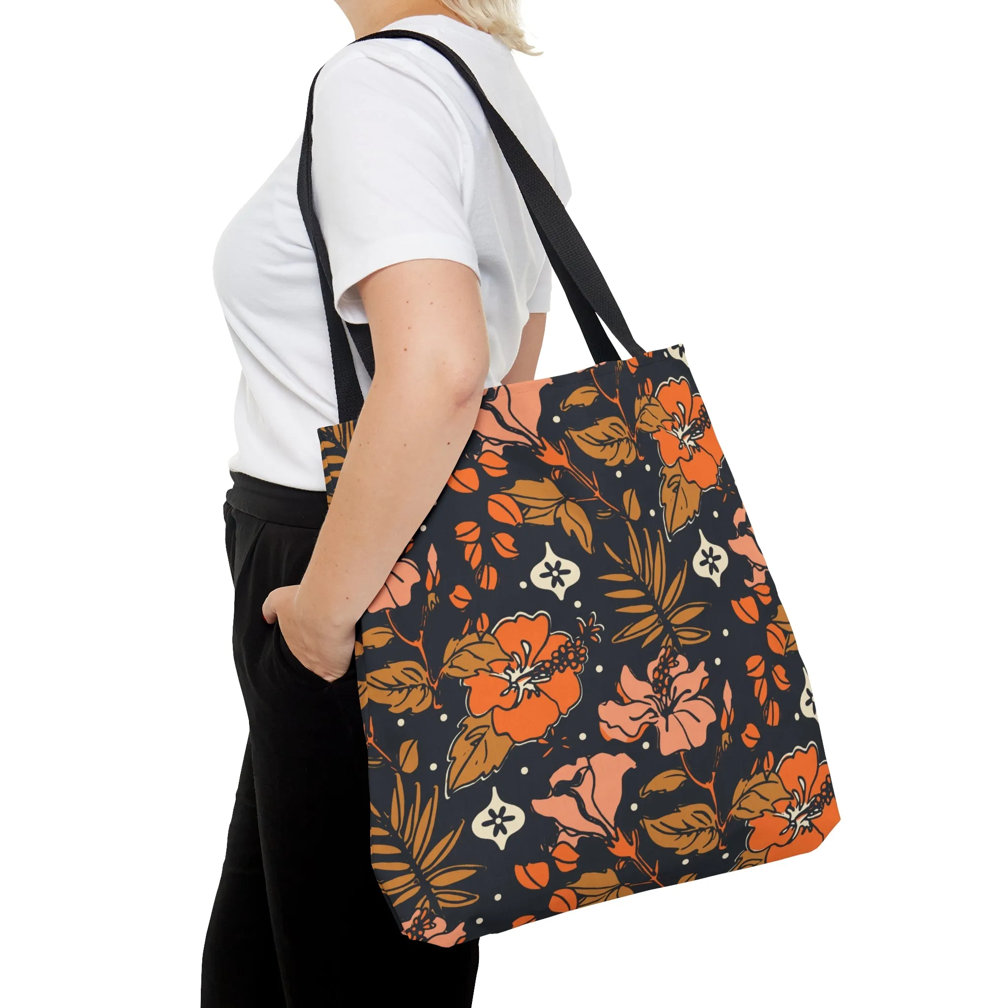 Retro Hibiscus Tote Bag