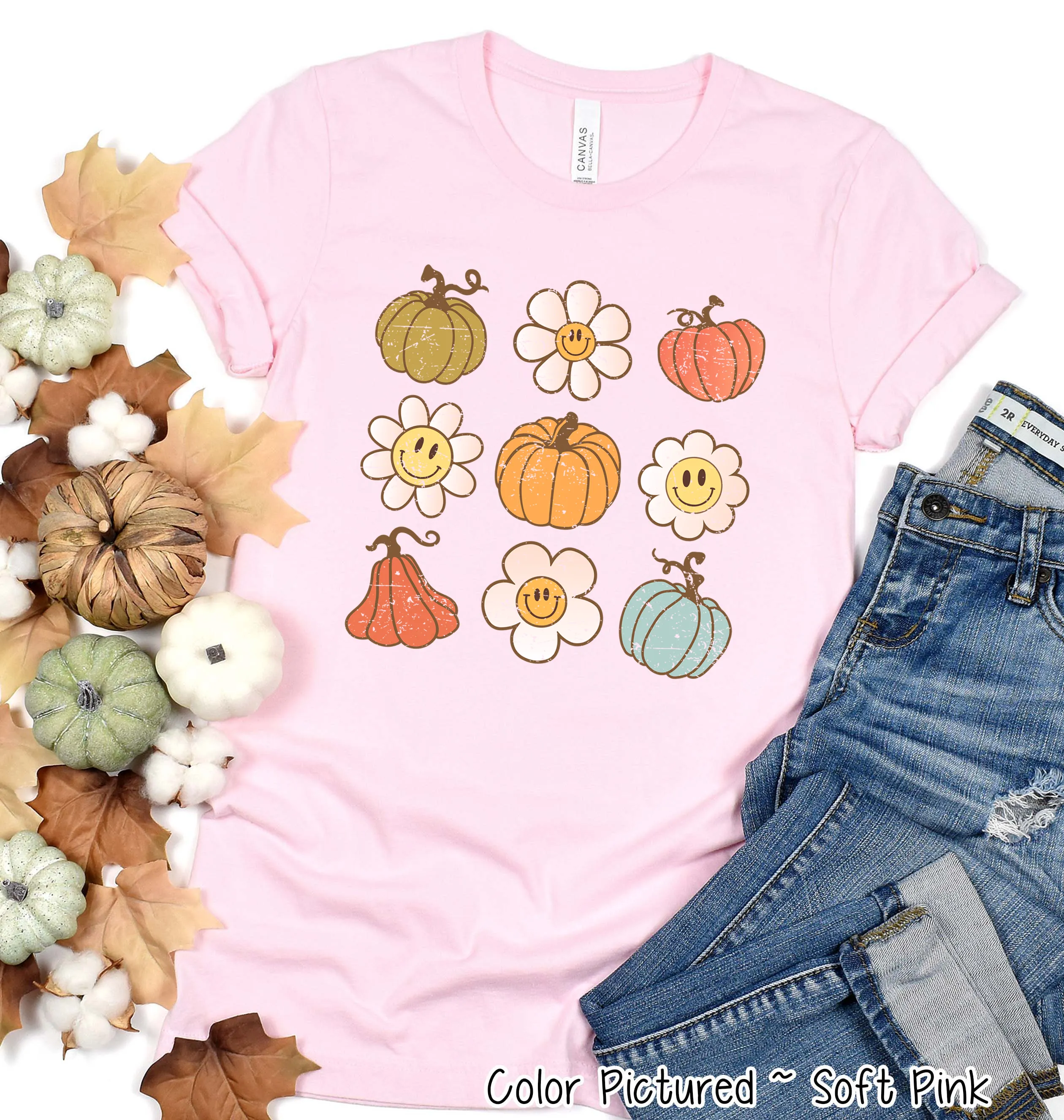Retro Pumpkins & Daisys Fall Tee