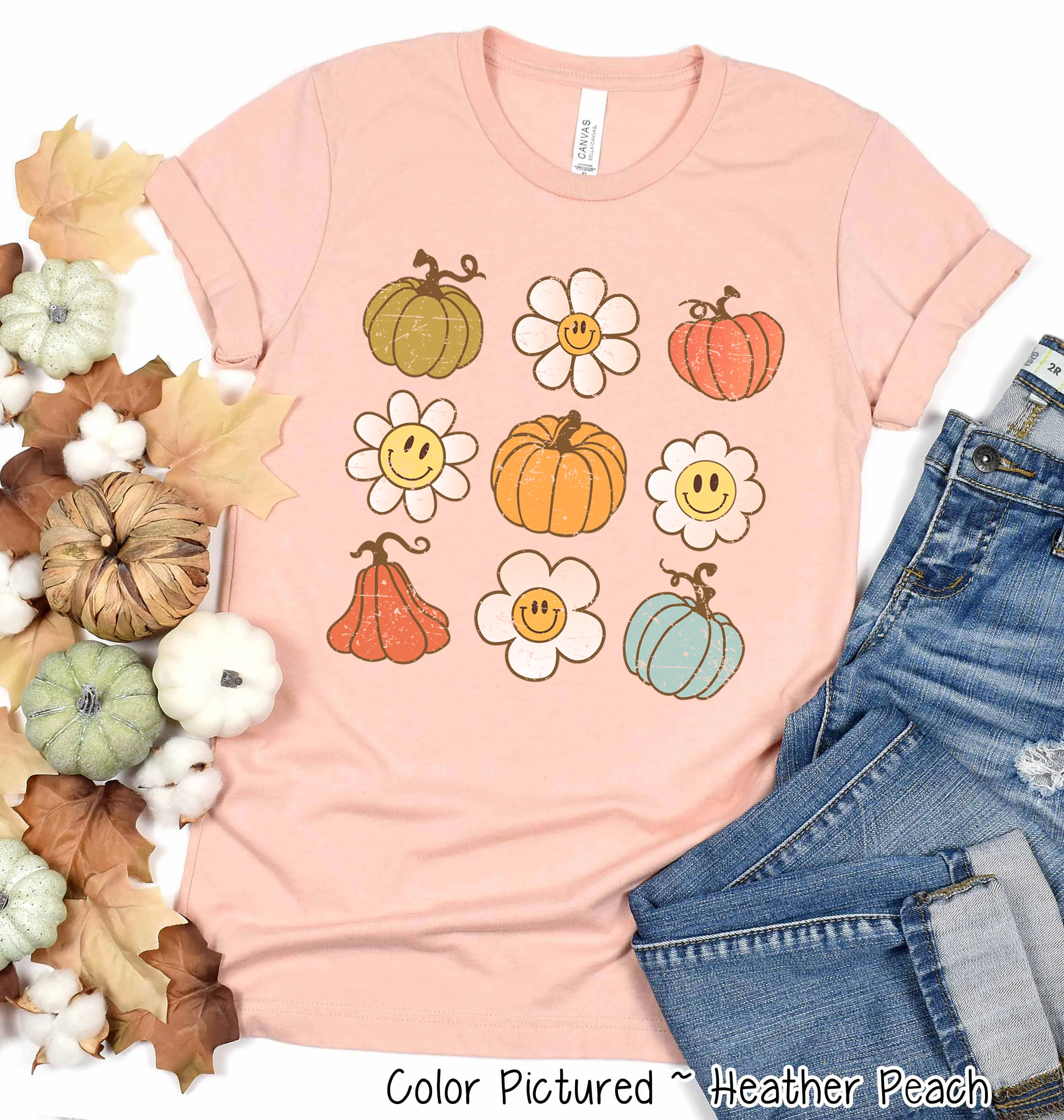 Retro Pumpkins & Daisys Fall Tee